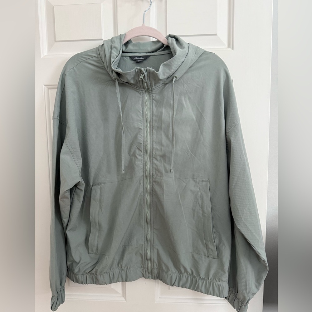 Eddie Bauer zip up hooded wind breaker